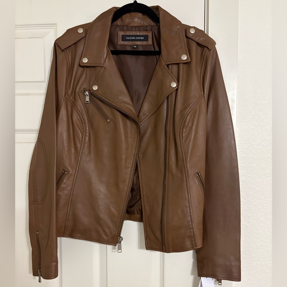 Wilsons Leather Tan Moto Jacket